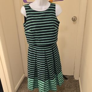 Just Taylor Dress with Green and Black Stripes